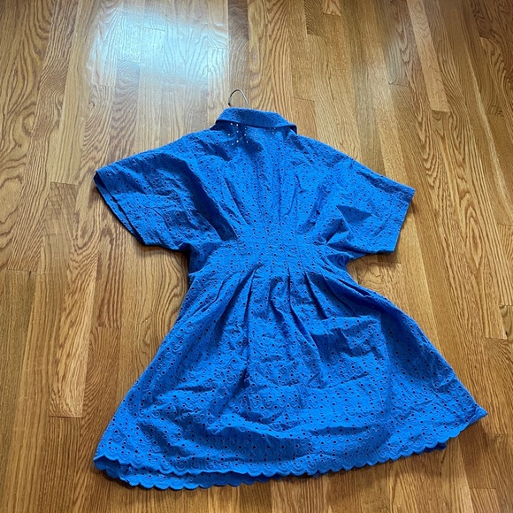 Anthropologie x Exquise Tobie Button-Front Pleated Eyelet Mini Shirt Dress M NWT - Picture 12 of 12